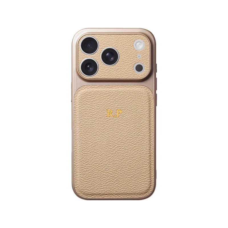 Elevate Your Style with a Customizable Gold and Silver Initials Leather Case for iPhone 15, 14, 13, 17 Pro Max - Luxury Protection Meets Personalization
