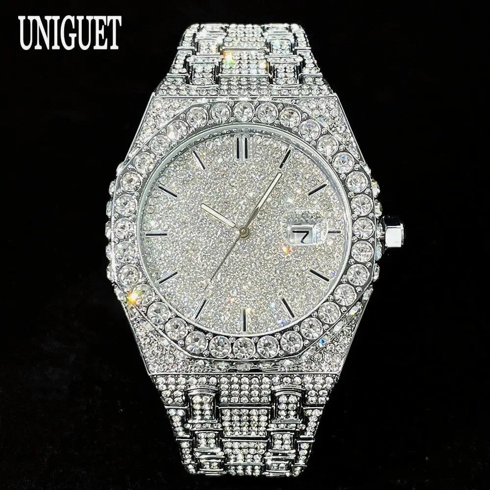 Elevate Your Style with the UNIGUET Luxury Iced Out Waterproof Quartz Watch for Men - Perfect for Hip Hop Fashion and Special Occasions!