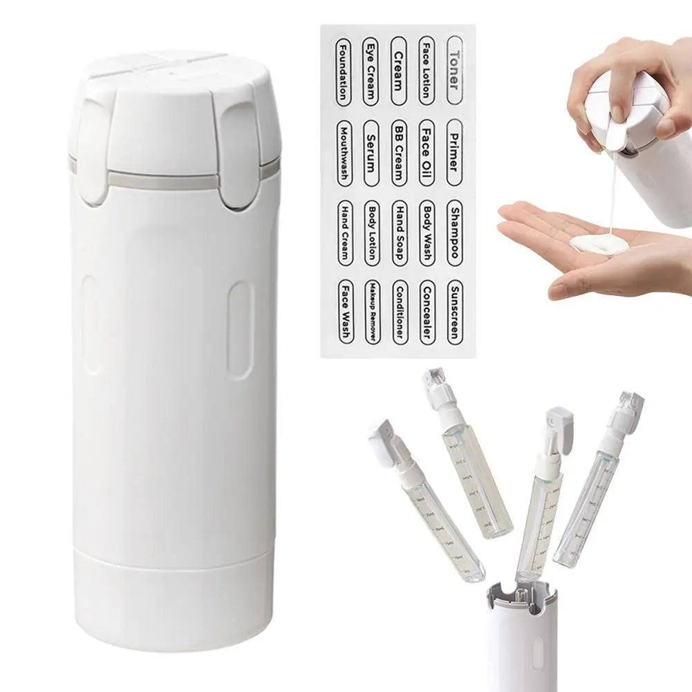 4-in-1 Portable Travel Bottles – Leak-Proof Dispenser for Lotion, Conditioner, and More!
