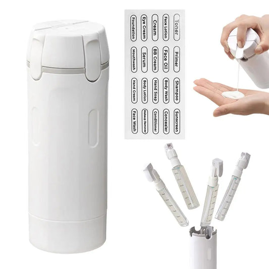 4-in-1 Portable Travel Bottles – Leak-Proof Dispenser for Lotion, Conditioner, and More!