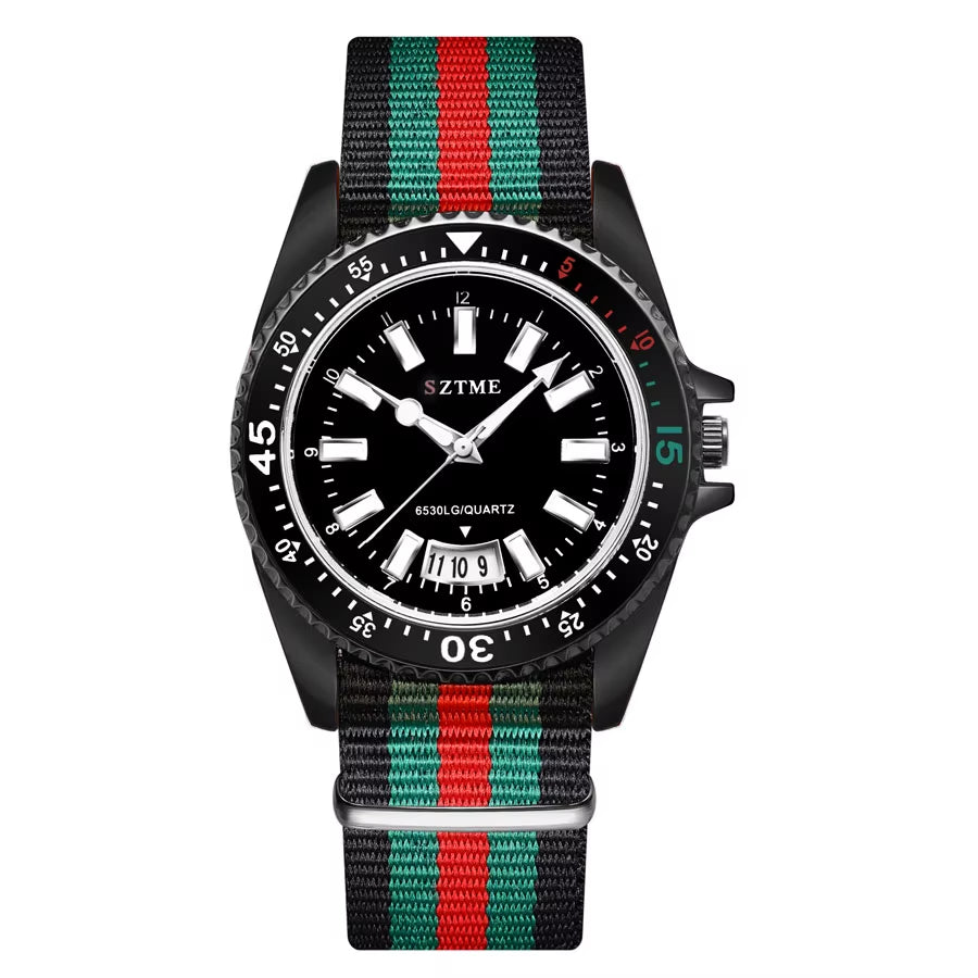 Chic Women's Nylon Strap Calendar Watch - Elegant Luminous Quartz Timepiece for Couples