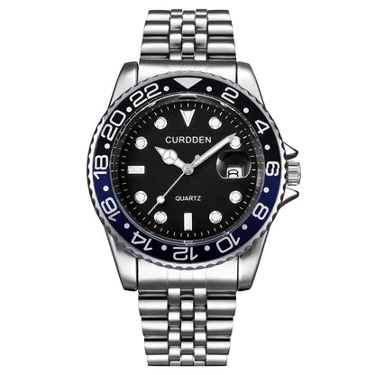 Stylish Men's Quartz Watch with Stainless Steel Band - Casual Calendar Design for Students and Trendsetters - Green Relogios Masculinos 2024