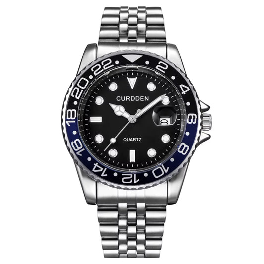 Stylish Men's Quartz Watch with Stainless Steel Band - Casual Calendar Design for Students and Trendsetters - Green Relogios Masculinos 2024