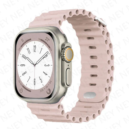 Stylish Ocean Silicone Strap for Apple Watch Ultra 2 & Series - Perfect Fit for 49mm, 45mm, 44mm, 42mm, 41mm, 40mm, 38mm