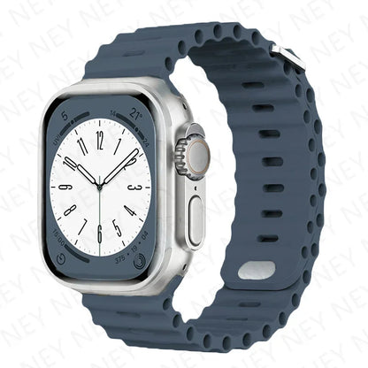Stylish Ocean Silicone Strap for Apple Watch Ultra 2 & Series - Perfect Fit for 49mm, 45mm, 44mm, 42mm, 41mm, 40mm, 38mm
