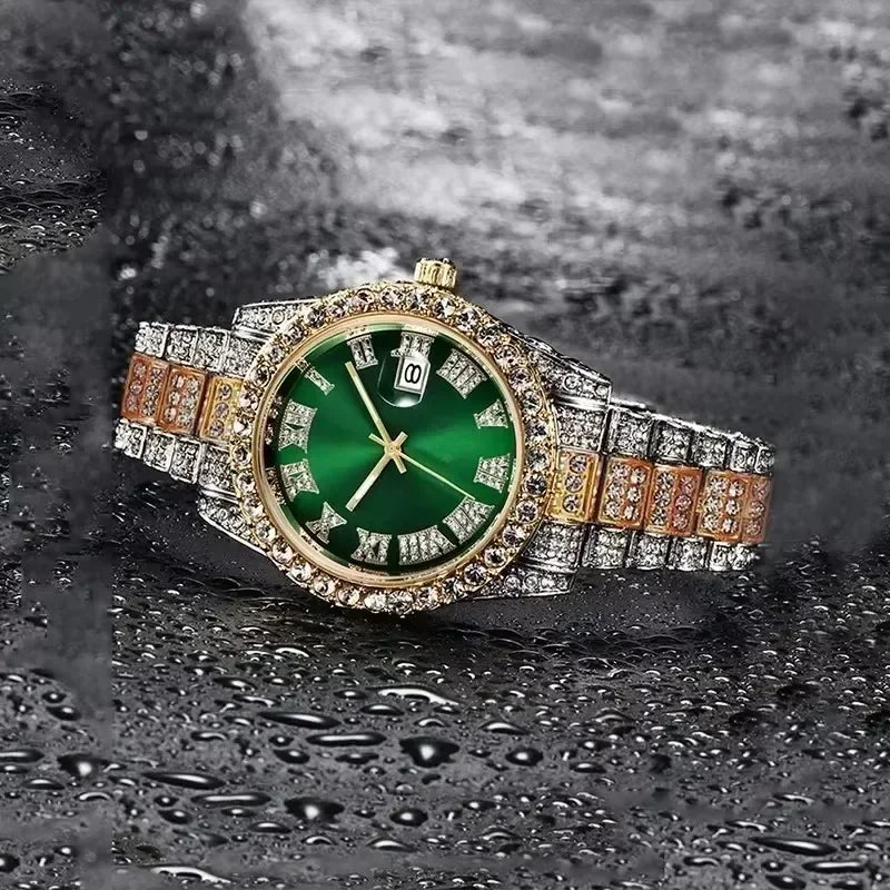 Elevate Your Style with the Full Iced Out Men’s Watch - Multiple Colors Available for the Ultimate Hip Hop Bling!