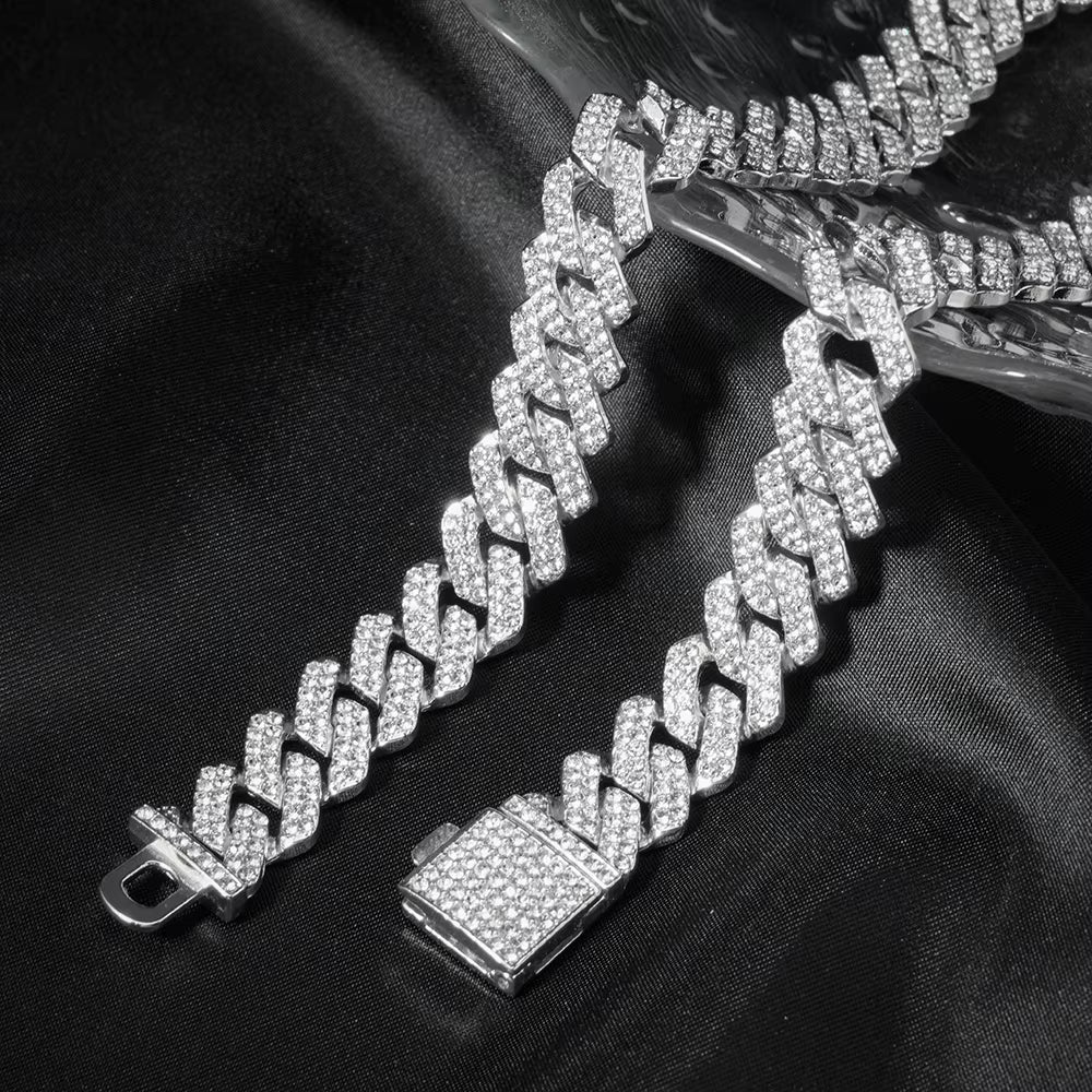 Elevate Your Style with the 3-Piece Cuban Chain Watch Set for Men - Hip Hop Miami Curb Iced Out Paved Rhinestones Necklace, Bracelet, and Watch Ensemble