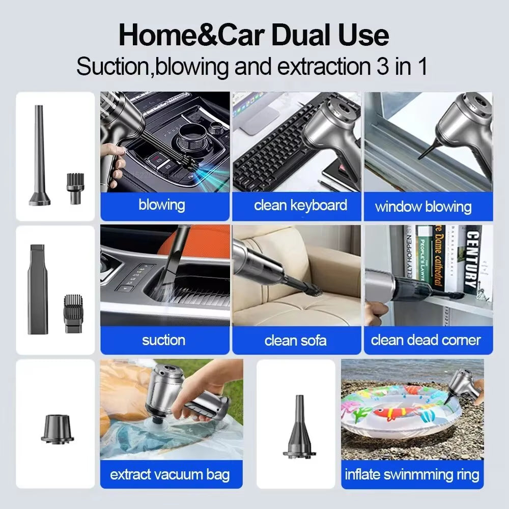 Car Vacuum Cleaner 4 In1Wireless Vacuum Cleaner Duster Handheld Vacuum Pump for Home Portable Cordless Strongsuction Car Cleaner