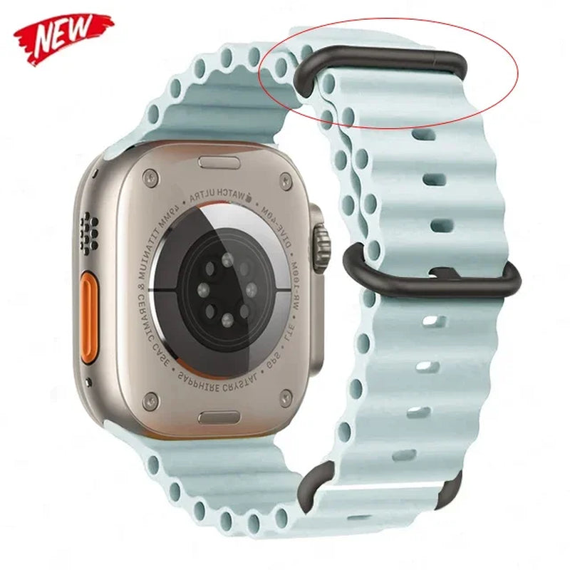 Explore the Ocean Strap: Premium Silicone Band for Apple Watch Ultra 2, 49mm & More - Perfect for Water Sports!