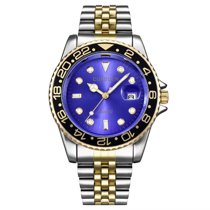 Stylish Men's Quartz Watch with Stainless Steel Band - Casual Calendar Design for Students and Trendsetters - Green Relogios Masculinos 2024