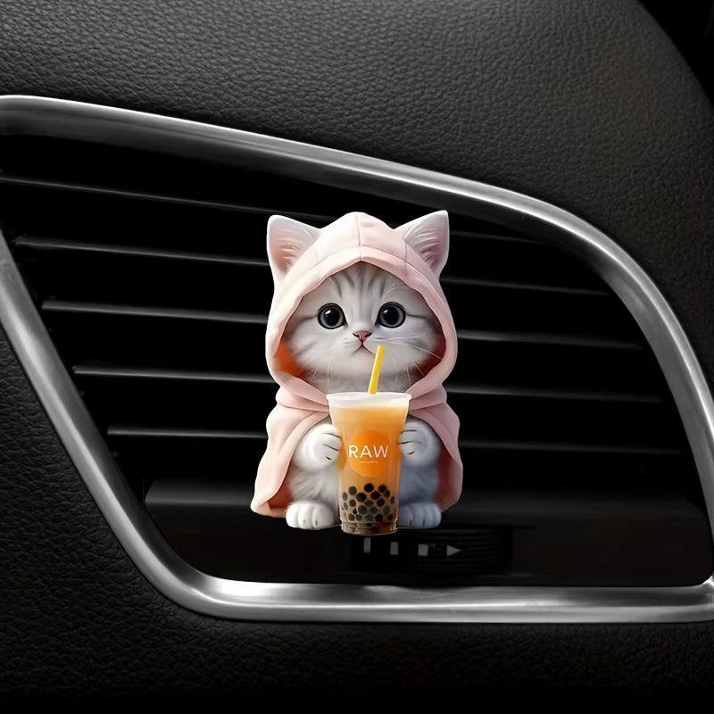 Cute Cat Acrylic Car Aromatherapy, Long-Lasting Fragrance, Vent Clip, Decorative and Aromatherapy