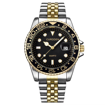 Stylish Men's Quartz Watch with Stainless Steel Band - Casual Calendar Design for Students and Trendsetters - Green Relogios Masculinos 2024