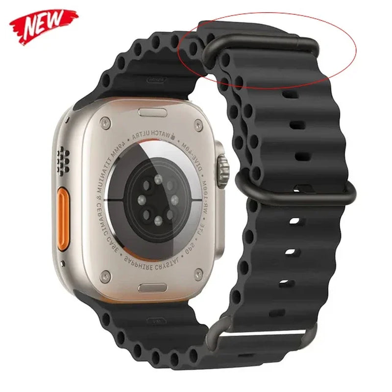 Explore the Ocean Strap: Premium Silicone Band for Apple Watch Ultra 2, 49mm & More - Perfect for Water Sports!