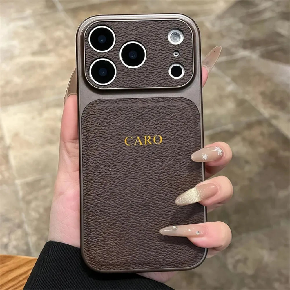 Elevate Your Style with a Customizable Gold and Silver Initials Leather Case for iPhone 15, 14, 13, 17 Pro Max - Luxury Protection Meets Personalization