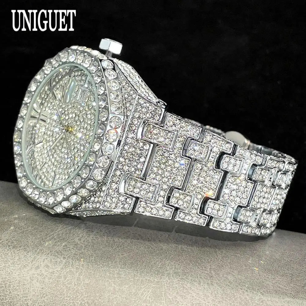Elevate Your Style with the UNIGUET Luxury Iced Out Waterproof Quartz Watch for Men - Perfect for Hip Hop Fashion and Special Occasions!