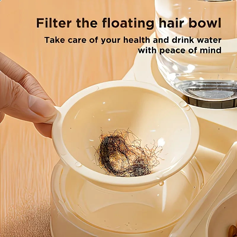 2-In-1 Large Pet Feeder & Water Dispenser, Dry Wet Separation, Durable Plastic, Transparent, No Battery, for Cats Dogs Travel