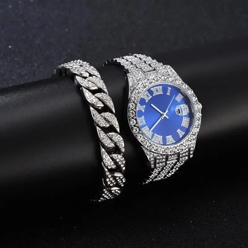 Elevate Your Style with the Full Iced Out Men’s Watch - Multiple Colors Available for the Ultimate Hip Hop Bling!
