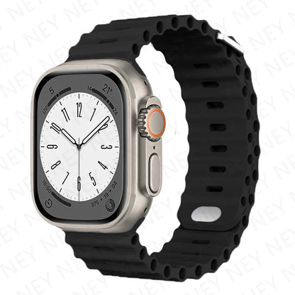 Stylish Ocean Silicone Strap for Apple Watch Ultra 2 & Series - Perfect Fit for 49mm, 45mm, 44mm, 42mm, 41mm, 40mm, 38mm