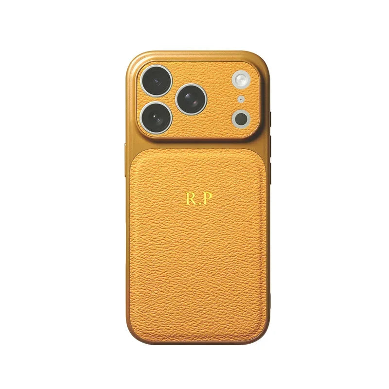 Elevate Your Style with a Customizable Gold and Silver Initials Leather Case for iPhone 15, 14, 13, 17 Pro Max - Luxury Protection Meets Personalization