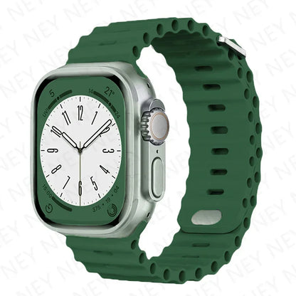 Stylish Ocean Silicone Strap for Apple Watch Ultra 2 & Series - Perfect Fit for 49mm, 45mm, 44mm, 42mm, 41mm, 40mm, 38mm