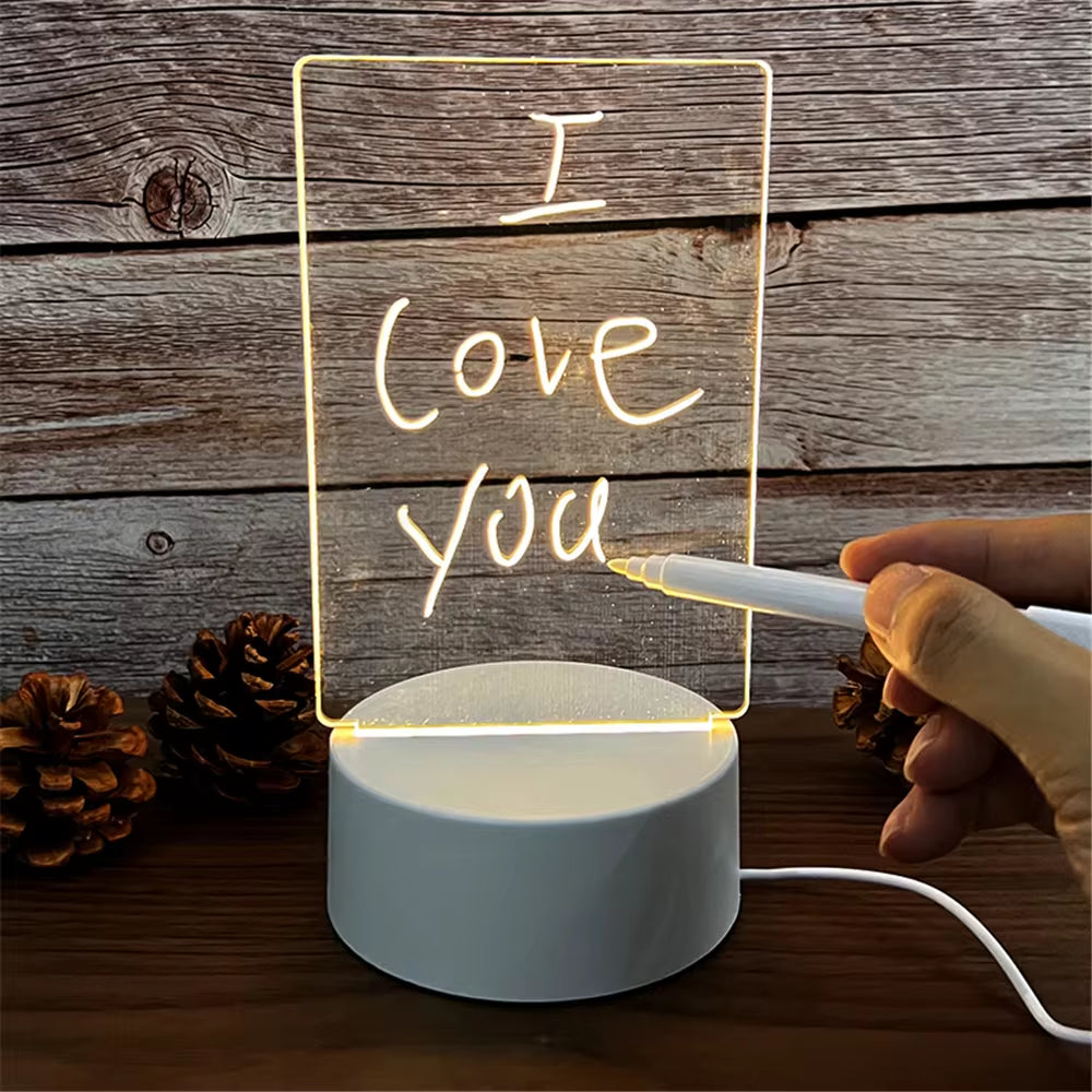Transform Your Space with the Transparent Luminous LED Night Light - A Versatile Acrylic Message Board for Creative Expression and Ambient Glow