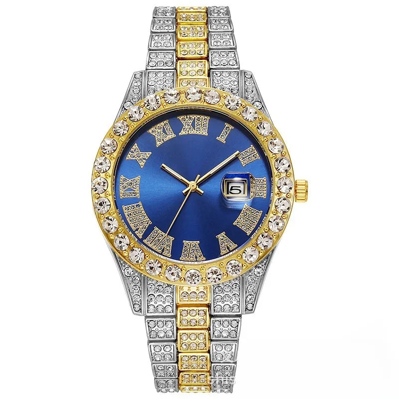 Elevate Your Style with the Full Iced Out Men’s Watch - Multiple Colors Available for the Ultimate Hip Hop Bling!