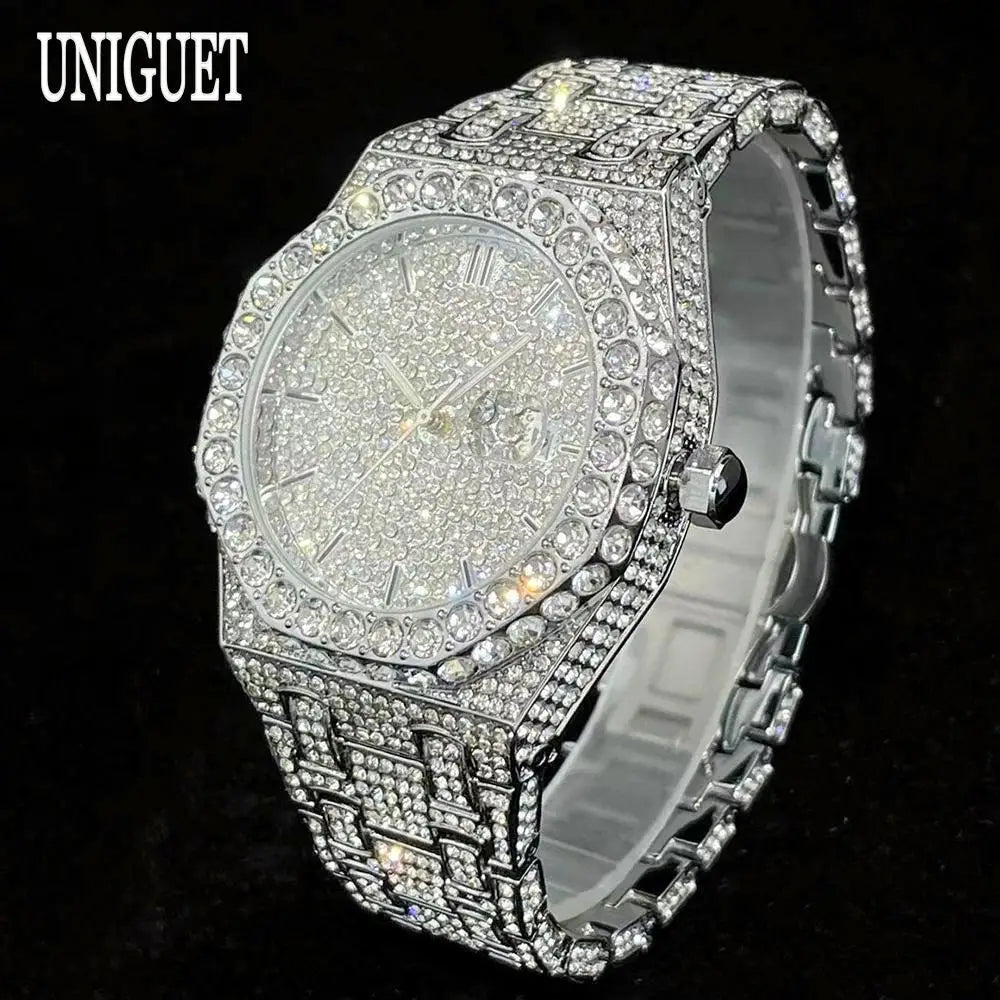 Elevate Your Style with the UNIGUET Luxury Iced Out Waterproof Quartz Watch for Men - Perfect for Hip Hop Fashion and Special Occasions!