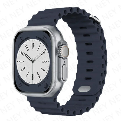 Stylish Ocean Silicone Strap for Apple Watch Ultra 2 & Series - Perfect Fit for 49mm, 45mm, 44mm, 42mm, 41mm, 40mm, 38mm