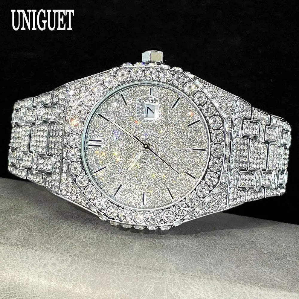 Elevate Your Style with the UNIGUET Luxury Iced Out Waterproof Quartz Watch for Men - Perfect for Hip Hop Fashion and Special Occasions!