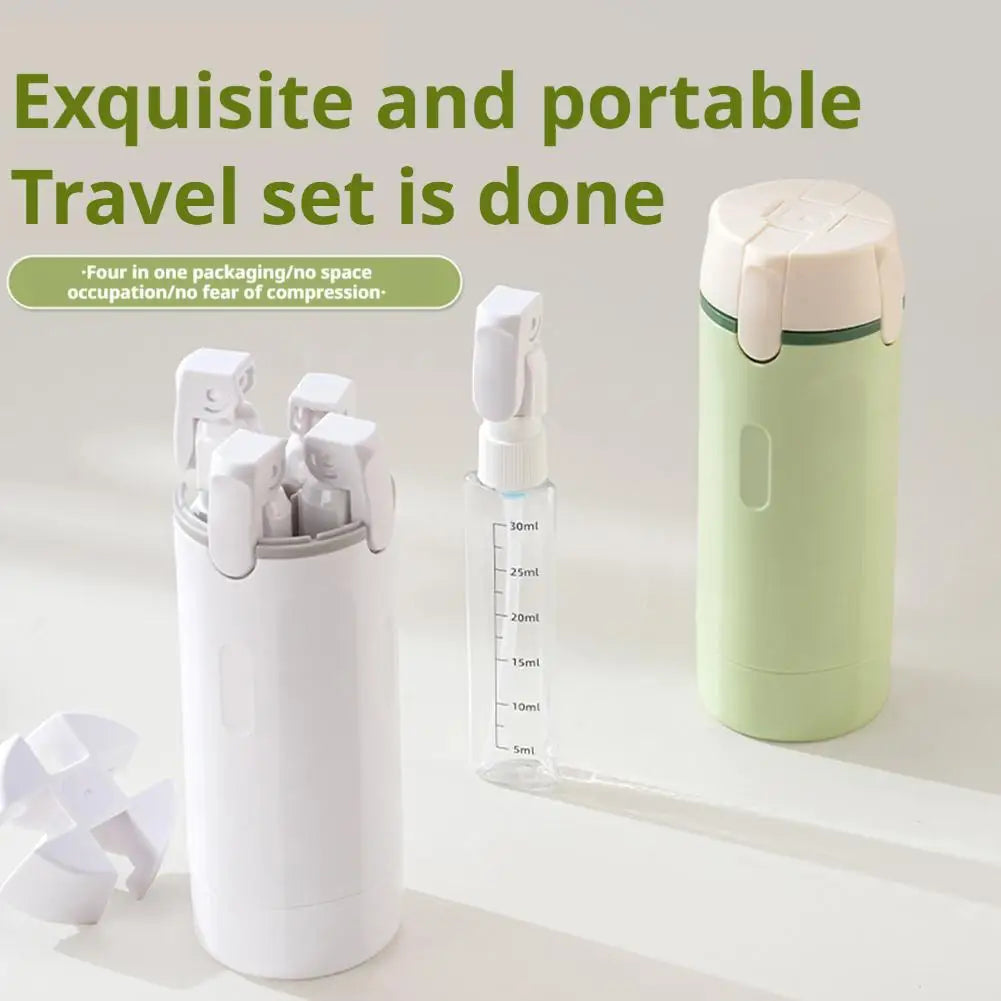 4-in-1 Portable Travel Bottles – Leak-Proof Dispenser for Lotion, Conditioner, and More!