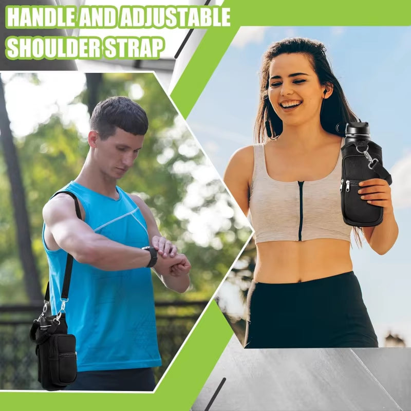 Revolutionary Magnetic Water Bottle Holder - Ultimate Gym Companion with Phone Pocket and Adjustable Strap