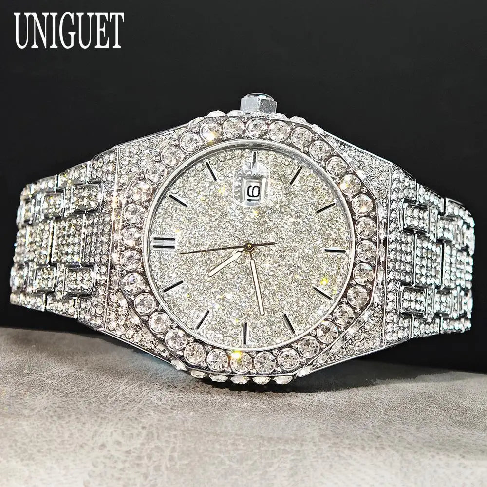 Elevate Your Style with the UNIGUET Luxury Iced Out Waterproof Quartz Watch for Men - Perfect for Hip Hop Fashion and Special Occasions!