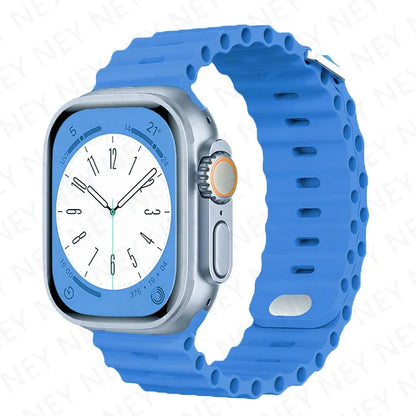 Stylish Ocean Silicone Strap for Apple Watch Ultra 2 & Series - Perfect Fit for 49mm, 45mm, 44mm, 42mm, 41mm, 40mm, 38mm
