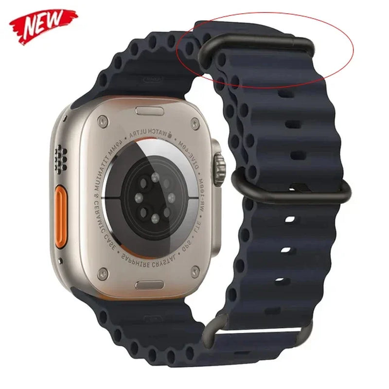 Explore the Ocean Strap: Premium Silicone Band for Apple Watch Ultra 2, 49mm & More - Perfect for Water Sports!