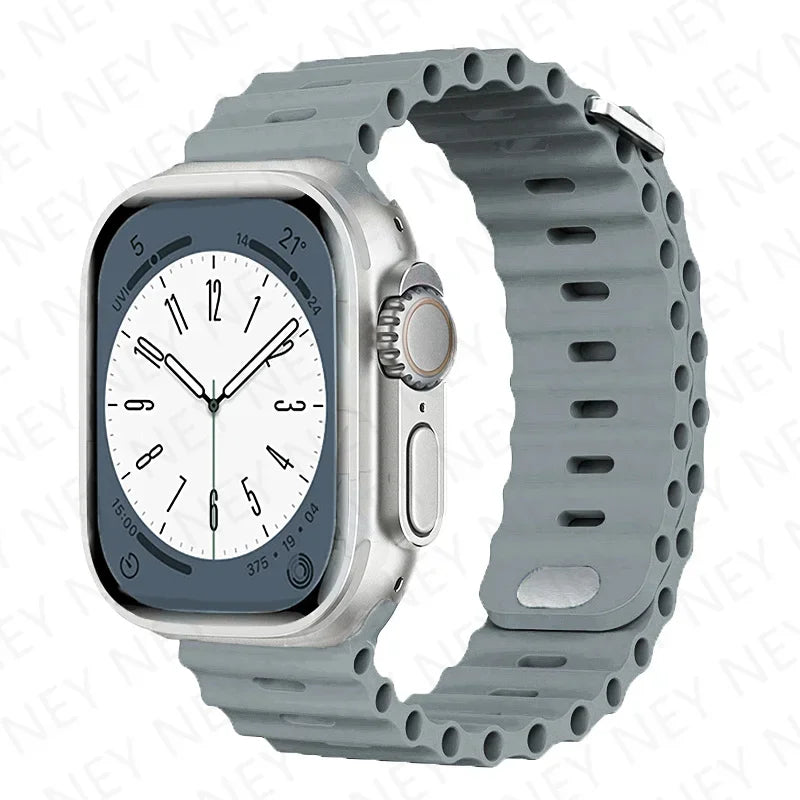 Stylish Ocean Silicone Strap for Apple Watch Ultra 2 & Series - Perfect Fit for 49mm, 45mm, 44mm, 42mm, 41mm, 40mm, 38mm
