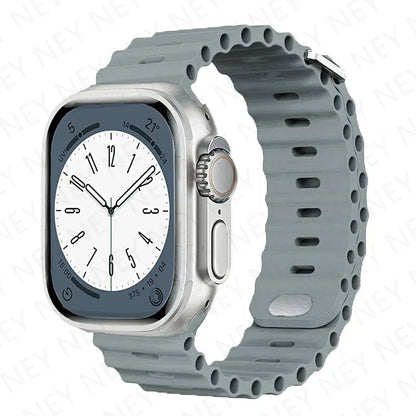 Stylish Ocean Silicone Strap for Apple Watch Ultra 2 & Series - Perfect Fit for 49mm, 45mm, 44mm, 42mm, 41mm, 40mm, 38mm