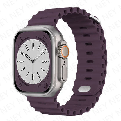 Stylish Ocean Silicone Strap for Apple Watch Ultra 2 & Series - Perfect Fit for 49mm, 45mm, 44mm, 42mm, 41mm, 40mm, 38mm