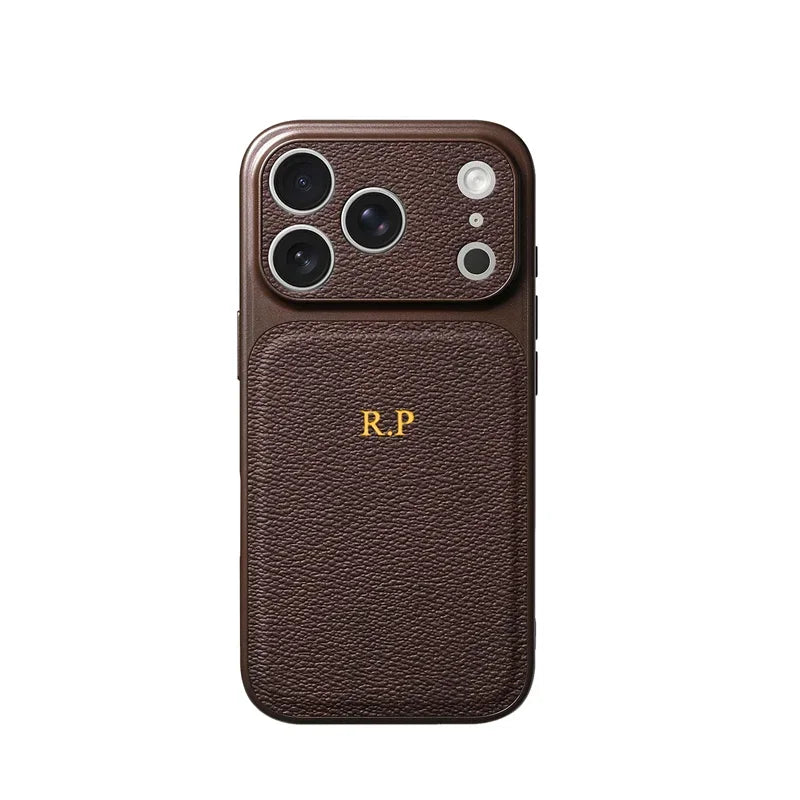 Elevate Your Style with a Customizable Gold and Silver Initials Leather Case for iPhone 15, 14, 13, 17 Pro Max - Luxury Protection Meets Personalization