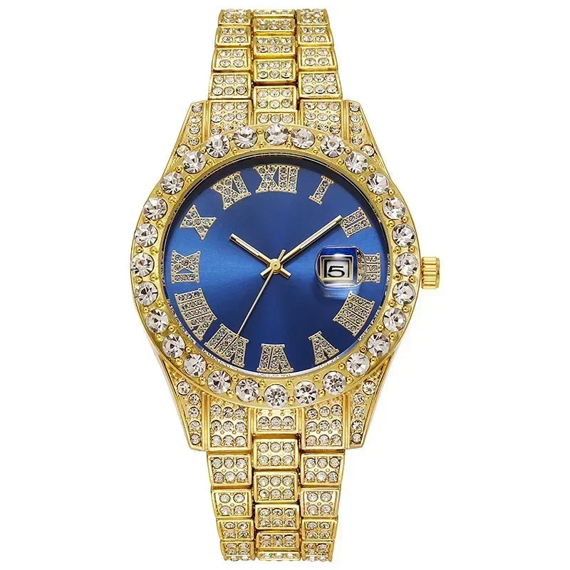 Elevate Your Style with the Full Iced Out Men’s Watch - Multiple Colors Available for the Ultimate Hip Hop Bling!
