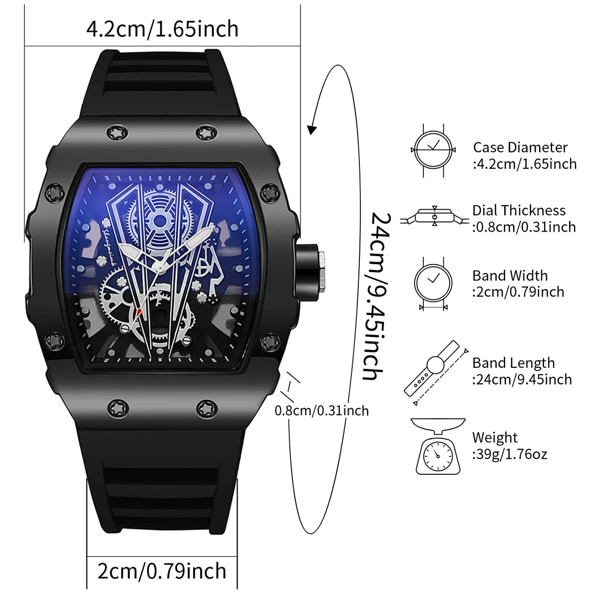 Elevate Your Style with the Luxury Large Dial Men’s Quartz Watch - Casual Silicone Band Sports Watch (No Box)