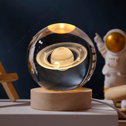 Enchanting 3D Crystal Ball Night Light – Glowing Galaxy Lamp for Kids and Adults, Perfect Birthday Gift and Home Décor