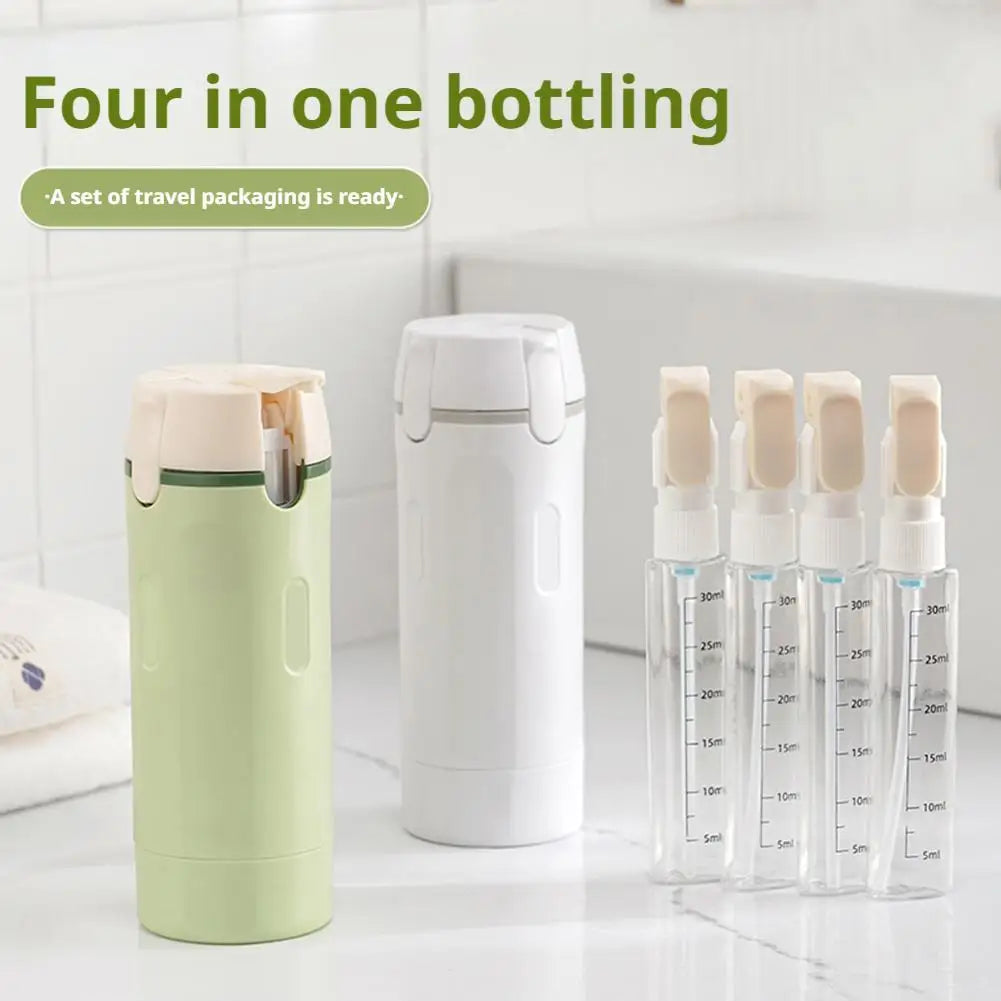 4-in-1 Portable Travel Bottles – Leak-Proof Dispenser for Lotion, Conditioner, and More!