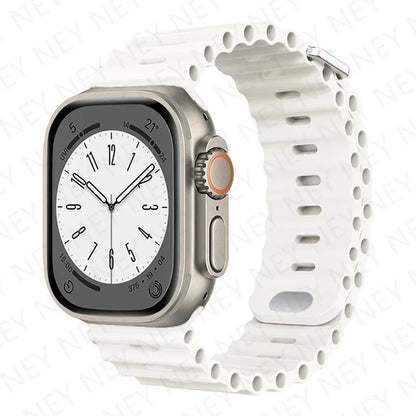 Stylish Ocean Silicone Strap for Apple Watch Ultra 2 & Series - Perfect Fit for 49mm, 45mm, 44mm, 42mm, 41mm, 40mm, 38mm