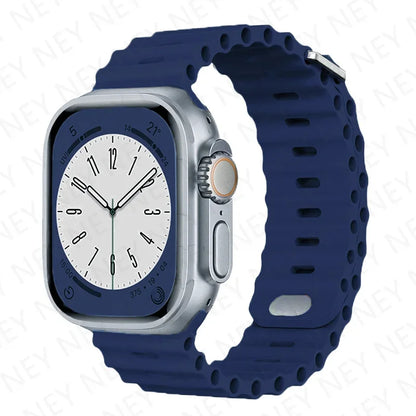 Stylish Ocean Silicone Strap for Apple Watch Ultra 2 & Series - Perfect Fit for 49mm, 45mm, 44mm, 42mm, 41mm, 40mm, 38mm