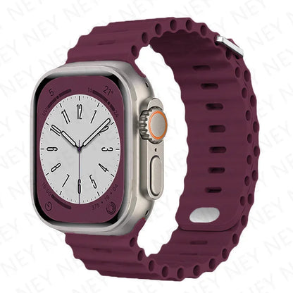 Stylish Ocean Silicone Strap for Apple Watch Ultra 2 & Series - Perfect Fit for 49mm, 45mm, 44mm, 42mm, 41mm, 40mm, 38mm