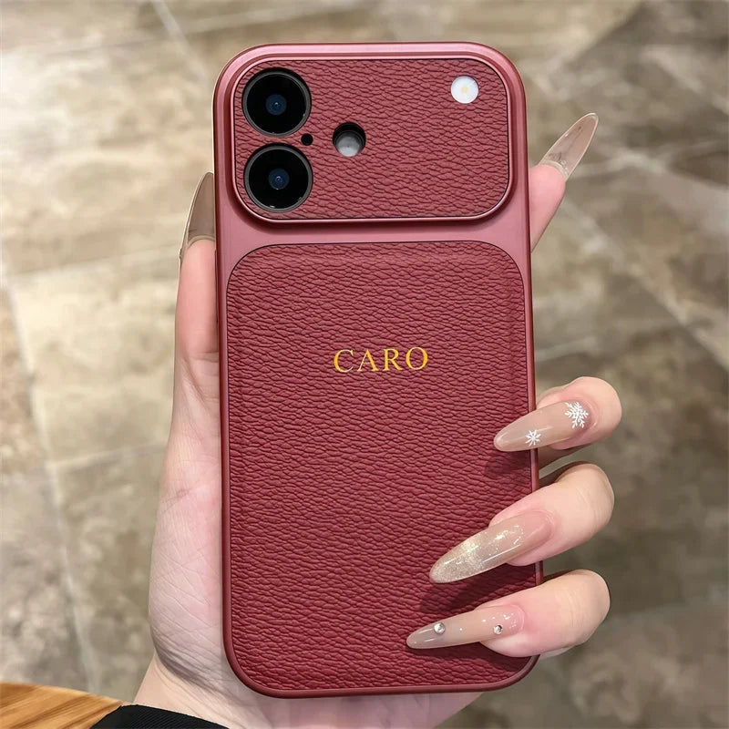 Elevate Your Style with a Customizable Gold and Silver Initials Leather Case for iPhone 15, 14, 13, 17 Pro Max - Luxury Protection Meets Personalization