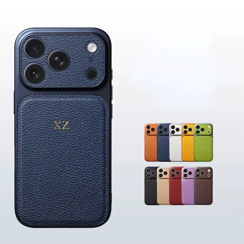 Elevate Your Style with a Customizable Gold and Silver Initials Leather Case for iPhone 15, 14, 13, 17 Pro Max - Luxury Protection Meets Personalization