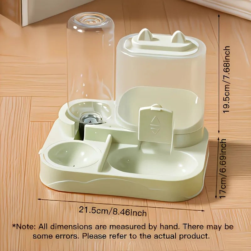 2-In-1 Large Pet Feeder & Water Dispenser, Dry Wet Separation, Durable Plastic, Transparent, No Battery, for Cats Dogs Travel