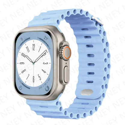Stylish Ocean Silicone Strap for Apple Watch Ultra 2 & Series - Perfect Fit for 49mm, 45mm, 44mm, 42mm, 41mm, 40mm, 38mm