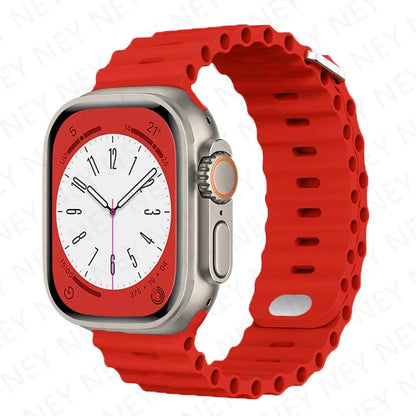 Stylish Ocean Silicone Strap for Apple Watch Ultra 2 & Series - Perfect Fit for 49mm, 45mm, 44mm, 42mm, 41mm, 40mm, 38mm